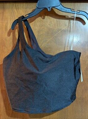 NWT Old Navy Black Shimmery One-Shoulder Crop Top